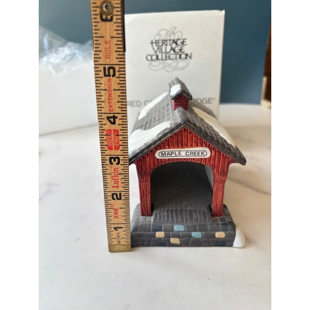 Dept 56 Heritage Village Red Covered Bridge Maple Creek Porcelain 5987-0